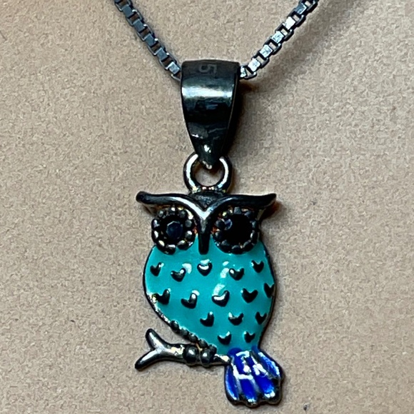 Sterling Silver Owl 🦉 Pendant with Sterling Silver Chain, 18.75 inches long - Picture 2 of 7